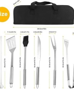 Stainless Steel Grill Tool Set, 8-Piece Heavy-Duty Grill Accessories, Outdoor Camping Cooking Tools, Rust-Proof and Durable Grill Utensils, Gift Set for Grill Lovers 2