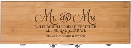LifeSong Milestones Personalized Wedding Custom Engraved BBQ Tools Grill Accessories Tool Set 3pc Stainless Steel Barbecue Gift Set for Outdoor Grills (Bamboo) (Mr & Mrs) - Image 2