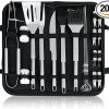 20 Pcs BBQ Tools Kit Stainless Steel Bottle BBQ Clip Brush Stick Blade Steel Shovel with Storage Bag Outdoor Cooking Accessories