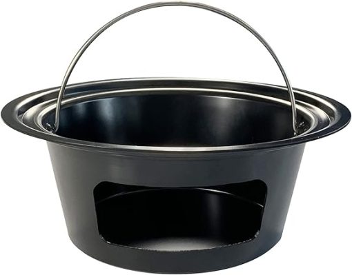 KAMaster Ash Can with Handle for Large Big Green Egg,Charcoal Ash Collector Must Haves Big Green Egg Accessories Carbon Steel Ash Pot High Temperature Resistance with Folding Handle Kamado Ash Basket