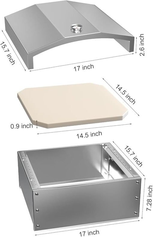 Outdoor Pellet Wood-Fired Pizza Oven- Stainless Steel Pellet Grill Pizza Oven Attachment with 14" Pizza Stone for Most Pellet Grills Traeger/Pit Boss/Camp Chef/Z Grill With 19.5" Width Cooking Surface - Image 2