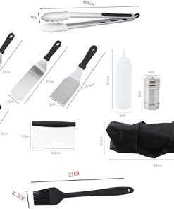 Griddle Accessory Kit 13set – Stainless Steel Flat Top Grill Scraper Set | Spatula, Spatula, Bottle, Tongs & Egg Rings for Professional Stainless Steel Flat Top Grill 2
