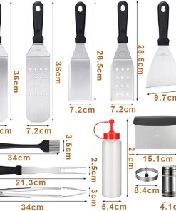 MaGiLL 16 Pack Dry Pot BBQ Tools BBQ Spatula Tongs Brush Flat Top BBQ Accessory Kit for Teppanyaki and Camping 2