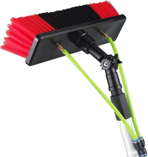 16-39ft Window Cleaning Pole, Water Fed Telescopic Brush Extendable Solar Panel Cleaning Brush Outdoor Washing Equipment Tool Solution Cleaning Photovoltaic and Solar Panels 30cm Brush Head