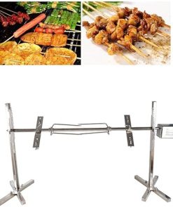 110V/15W 50-70KGF.CM Barbecue Grill Multifunction Lamb Pig Goat Charcoal Barbeque Grill Roaster Stainless Steel Motor BBQ Grill Set Roasting Machine for Family,Camping