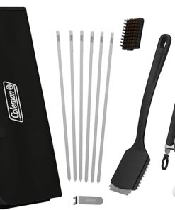 Coleman Cookout 12-Piece BBQ Grill Tool Kit, Heat Resistant Grilling Tools for Smokers, Charcoal, Pellet, and Propane Grills with Carrying Case in Stainless Steel and Black