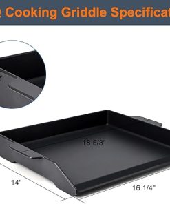 Criditpid Cast Iron Griddle for Gas Grill, Universal Flat Top Plate Cooking Griddle for Charcoal Grills/Gas Stoves, 18.6″ x 14″ BBQ Grill Griddle Plate Insert for Weber, Nexgrill, Charbroil, Camp Chef 2