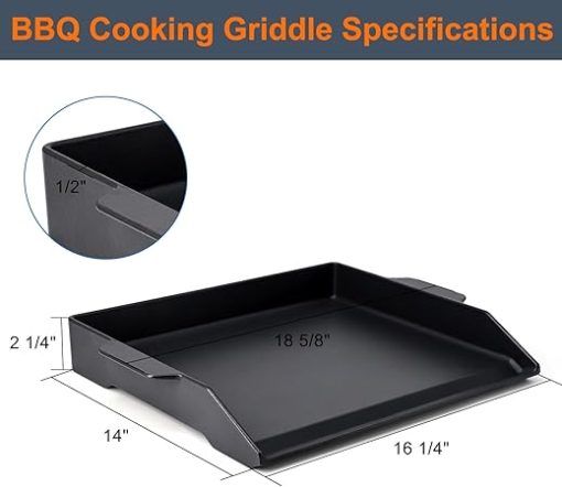 Criditpid Cast Iron Griddle for Gas Grill, Universal Flat Top Plate Cooking Griddle for Charcoal Grills/Gas Stoves, 18.6" x 14" BBQ Grill Griddle Plate Insert for Weber, Nexgrill, Charbroil, Camp Chef - Image 2