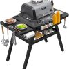 NUUK 31″x17″ Outdoor Foldable BBQ Grill Table Cart Portable Folding Prep Worktable for Outside Cooking, Pizza Oven, Heavy-Duty 300LBS Capacity with Universal Wheels, Hander 4