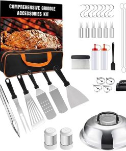 Griddle Accessories Kit, 42Pcs Griddle Tool Kit, Stainless Steel Griddle Grill Tools, Grill Spatula Set with Enlarged Spatulas, Hooks and Pot Lids, Grilling Accessories for Outdoor Grill