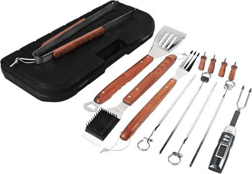 Mr. Bar-B-Q 94122X 12-Piece Tool Set with Bonus Thermo Fork, Gray - Image 2