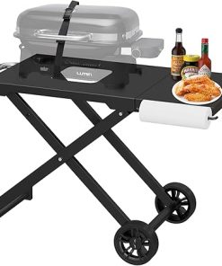 Portable Grill Cart for Weber Lumin Compact Outdoor Electric Barbecue for Weber 91010901 91300901 Folding Outdoor Barbecue Cart, Grill Portable Barbecue Table with Side Table