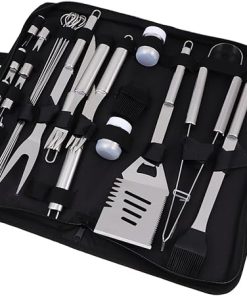 Professional Grilling Supplies BBQ Tools Kit in Black Complete Set for Outdoor Barbecue Camping