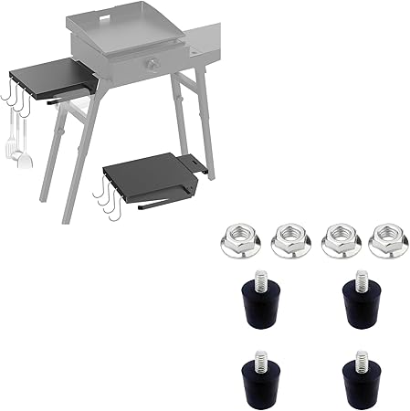 Adjustable Rubber Foot and Side Shelf for Blackstone 17″ 22″ Griddle Stand, Universal Griddle Stand with Sideshelf, Tool Hooks, Paper Towel Holder Adjustable Rubber Foot and Side Shelf for Blackstone 17" 22" Griddle Stand, Universal Griddle Stand with Sideshelf, Tool Hooks, Paper Towel Holder