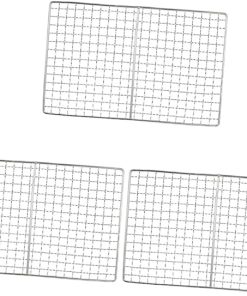 barbeque grill outdoor,3 Pcs Stainless Steel Grill Hibachi Grill Portable Grills Portable Grill Stand Grilling Grid Fish Grill Rack Barbecue Grids Barbecue Grid Mat Camping Barbecue Net Reusable Net C