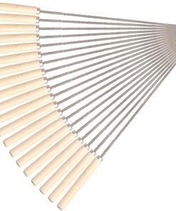 20Pcs/Set Barbecue Skewer Wooden Handle Stainless Steel Kebab Skewer Stick Outdoor Camping Kitchen Tools Accessories Grill Accessories,Gripper 2