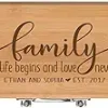Personalized Family Custom Engraved BBQ Tools Grill Accessories Tool Set 3pc Stainless Steel Barbecue Gift Set for Outdoor Grills (Bamboo) (Family Where Life Begins)