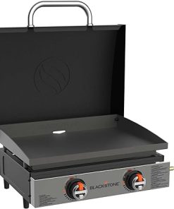 Blackstone 2144 Original 22” Tabletop Griddle with Integrated Protective Hood and Stainless Steel Front Plate, Powder Coated Steel, Black
