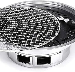 Nonstick Charcoal BBQ Grill Korean Style Camping Pit Steak Barbecue Stove Set Stainless Steel Kitchen Accessories Tool 35cm