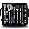KANDUO Grill Accessories 20 Pieces, BBQ Tool Set Barbecue Stainless Steel Outdoor or Kitchen Utensil Kit with Carrying Bag, BBQ Accessories for Barbecue, Camping - Perfect Grill Gifts for Men