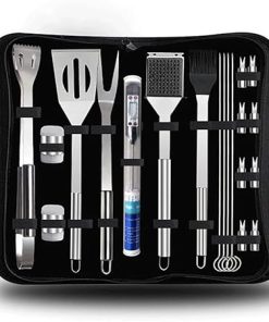 Grill Accessories 20 Pieces, BBQ Tool Set Barbecue Stainless Steel Outdoor or Kitchen Utensil Kit with Carrying Bag, BBQ Accessories for Barbecue, Camping