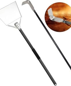 41.3”Oven Ash Shovel and 44" Cleaning Rake Set, High Temperature Resistant BBQ Grill Charcoal Ash Scoop, 304 Stainless Steel Rake Head, Pizza Oven Cleaning Tools