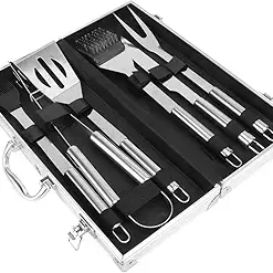 BESPORTBLE Outdoor Portable BBQ Tools Set Grilling Accessories Aluminium Case for Camping Tailgating and Outdoor Cooking 2