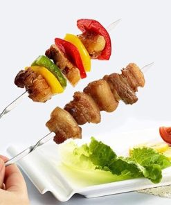 Grill Utensils15Pcs Reusable Flat Stainless Steel Barbecue Skewers BBQ Needle Stick For Outdoor Camping Picnic Tools Cooking Tools 2