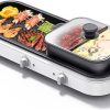 Hotpot Shabu-roasting Integrated Grill Household Multi-function Barbecue Hot-pot barbecue (Color : White, Size : Large)