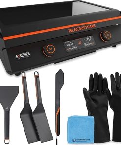 22 Inch Blackstone Electric Griddle Nonstick with Lid, 8001 E-Series Tabletop Large Griddle with Blackstone Griddle Accessories and Reusable Gloves and Cloth (8001-8202-GL-CL)