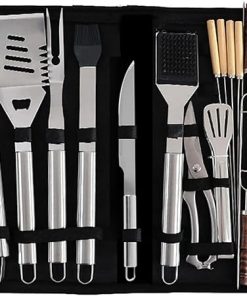 20PCS BBQ Grill Tools Set with Storage Bag, Stainless Steel Grill Accessories, Portable Grilling Utensil Kit for Travel, Picnics, RVs, Camping, BBQs