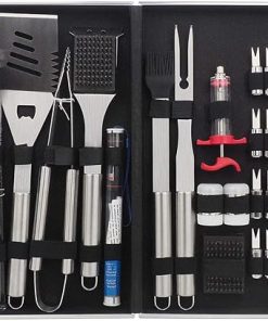 Grilling Accessories BBQ Grill Tools Set, 24PCS Stainless Steel Grilling Kit for Camping, Kitchen, Barbecue Utensil for Men Women with Thermometer and Meat Injector