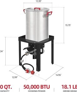 CreoleFeast Aluminum 30 Qt. Turkey Fryer Pot Set, 50,000 BTU Propane Turkey Fryer Burner for Outdoor Cooking, TFS3000L 2