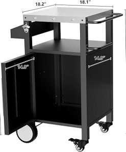 Outdoor Grill Cart with Patio Furniture, Outdoor Grill Table with Storage,Rolling Bar Cart Outdoor BBQ Cart with Hooks and Spice Rack for Grilling Accessories 2