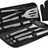 7pcs Stainless Steel BBQ Tool Set Grill Tongs Scraper Food Clamp Outdoor Grill Accessories Portable Barbecue Kit