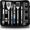 20pcs Stainless Steel Grill Tool Set for Men, Heavy Duty BBQ Grill Tools Set, Grilling Accessories Kit with Thermometer & Storage Bag, for Home, Camping, Traveling