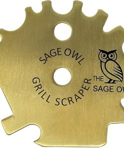 Sage Owl Bristle-Free Stainless Steel BBQ Grill Scraper with Anodized Aluminum Handle – Universal Brass BBQ Cleaning Tools Combo – Barbecue Grilling Accessories, Cooking Stocking Stuffers for Men 2