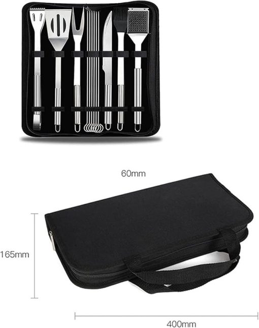 Complete BBQ Utensils Set, Stainless Steel Grill Accessories BBQ Tools, BBQ Grill Tools Set with Stainless Steel Food Clamp, for Barbecue, Camping, Kitchen - Image 2