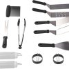 Grill Kit, Heat-Resistant Stainless Steel Grill Kit Complete Tools 12 Pieces Hanging Hole Design for Birthday Party Camping