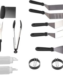 Grill Kit, Heat-Resistant Stainless Steel Grill Kit Complete Tools 12 Pieces Hanging Hole Design for Birthday Party Camping