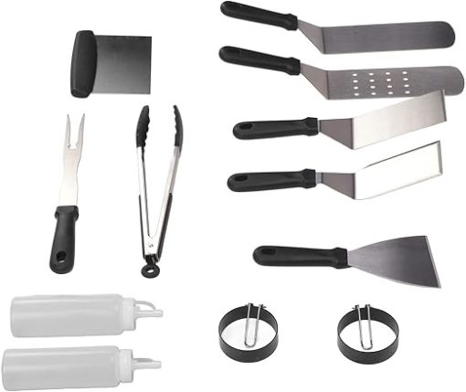Grill Kit, Heat-Resistant Stainless Steel Grill Kit Complete Tools 12 Pieces Hanging Hole Design for Birthday Party Camping