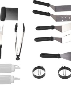 Stainless Steel Grilling Kit, 12Pcs BBQ Grill Tool Set Heat for Camping for Birthday Parties