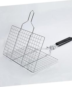 Happyyami 3 Pcs Removable Barbecue Wire Stainless Steel Baking Pan Non Stick Baking Pan Roasting Pans for Ovens Fish Barbecue Grill Basket with Handle Bbq Grilling Basket Birthday Gift Grid 2