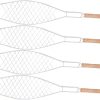 Kisangel 4Pcs Fish Grill Clip with Wooden Handle Non Stick Bbq Tool for Outdoor Camping for Grilling Fish Steaks and Vegetables Durable Construction Barbecue