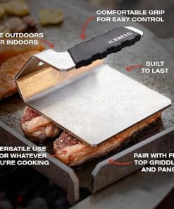 Breeo Griddle Press, 2.6lbs – Heavy-Duty, Stainless Steel, USA Made – Smash Burgers, Patty, Steak, Sandwiches – Flat Top Grilling, Grill & Hamburger Press – Grilling Gift for Dad – Gifts for Dad 2