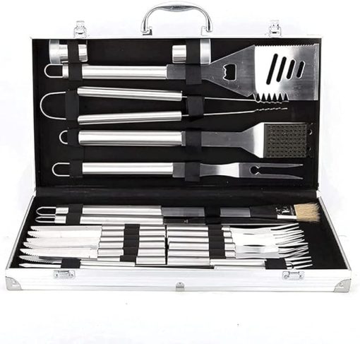 BBQ Grill Accessories Set, Stainless Steel Grilling Accessories for Outdoor Camping, with Storage Box Complete BBQ Tools for Camping