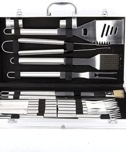 BBQ Grill Accessories Set, Stainless Steel Grilling Accessories for Outdoor Camping, with Storage Box Complete BBQ Tools for Camping