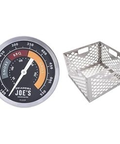 Oklahoma Joe's Analog Temperature Gauge + Stainless Steel Offset Smoker Charcoal Firebox Basket