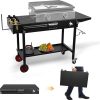 Outdoor Grill Cart for Big Green Egg, Heavy Duty Grill Station Prep Table with Storage, Multifunctional Metal Grill Table Compatible with XL Green Egg, Big Joe, Primo XL, Includes Waterproof Cover 4