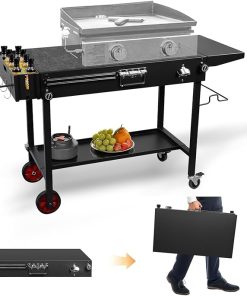 Portable Grill Tables for Outside,Movable Folding Grill Cart with Wheels,Blackstone Table/Blackstone griddle stand with Large Space,Universal blackstone table Fit 17" Or 22" Griddle